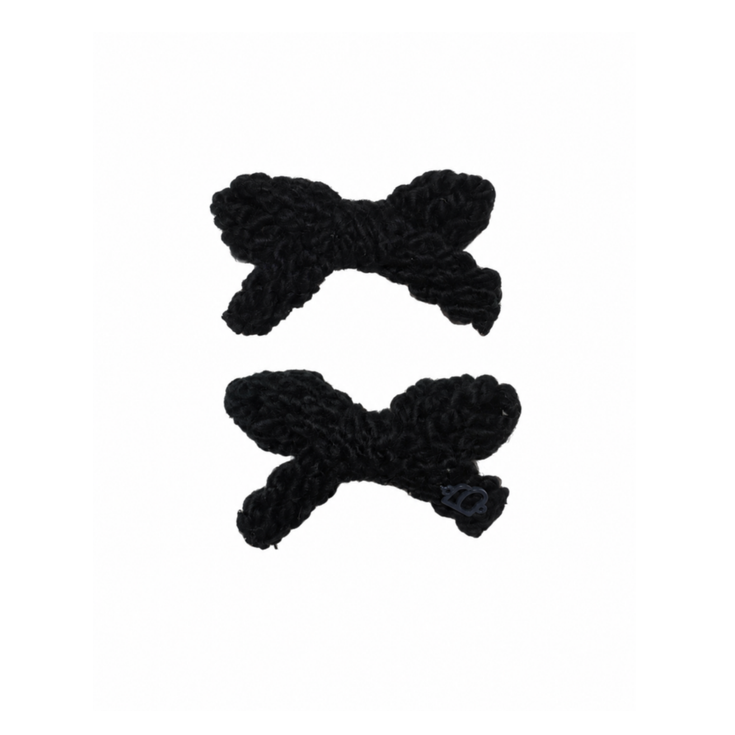 Bandeau Black Text Wool Braid Mini Bow Clip Set