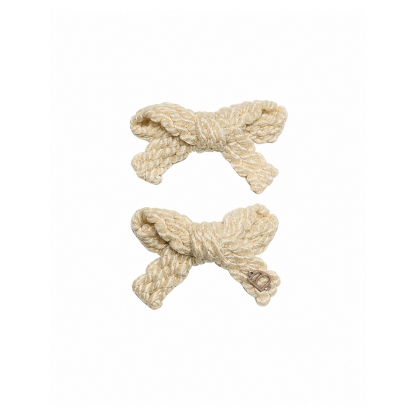Bandeau Cream Text Wool Braid Mini Bow Clip Set
