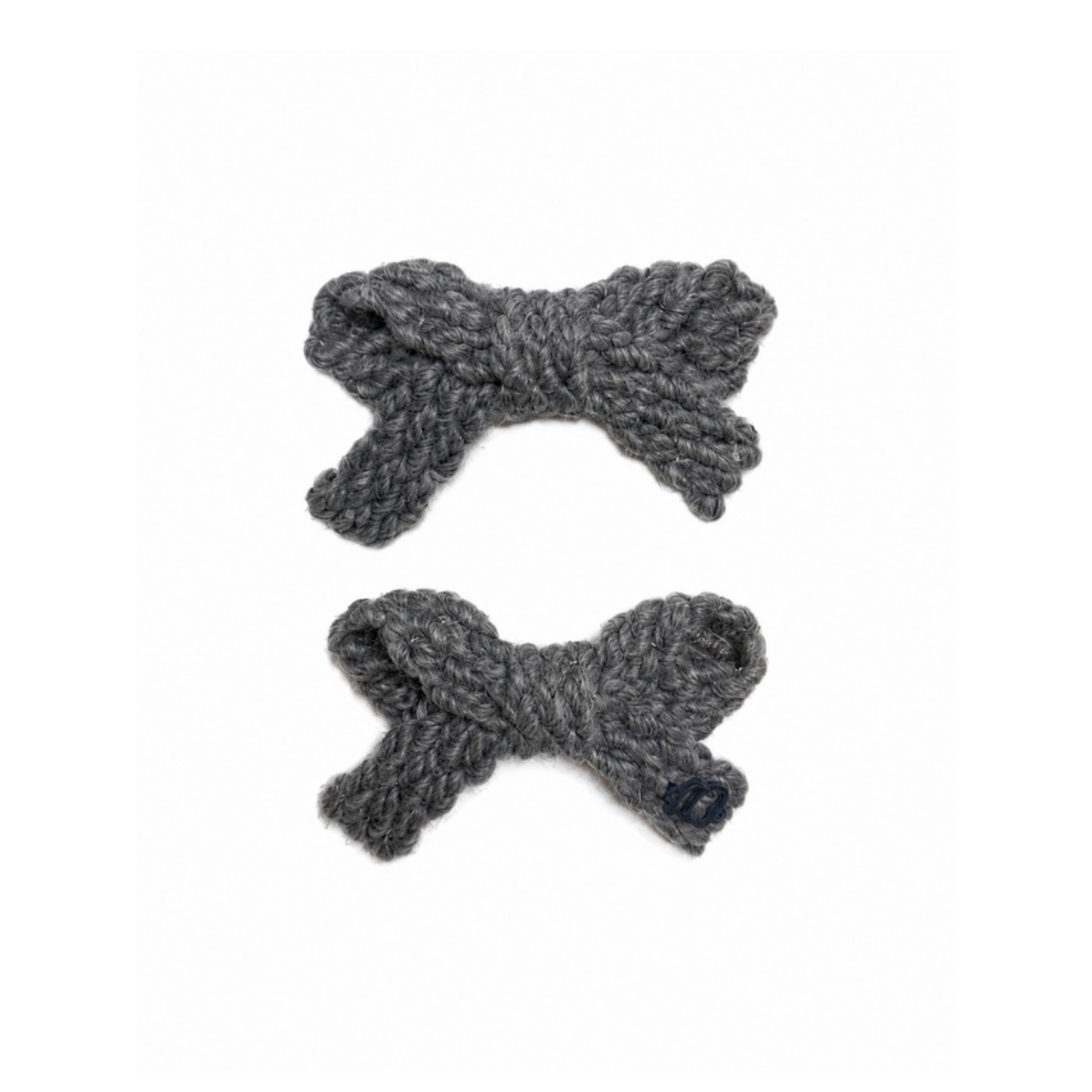 Bandeau Gray Text Wool Braid Mini Bow Clip Set