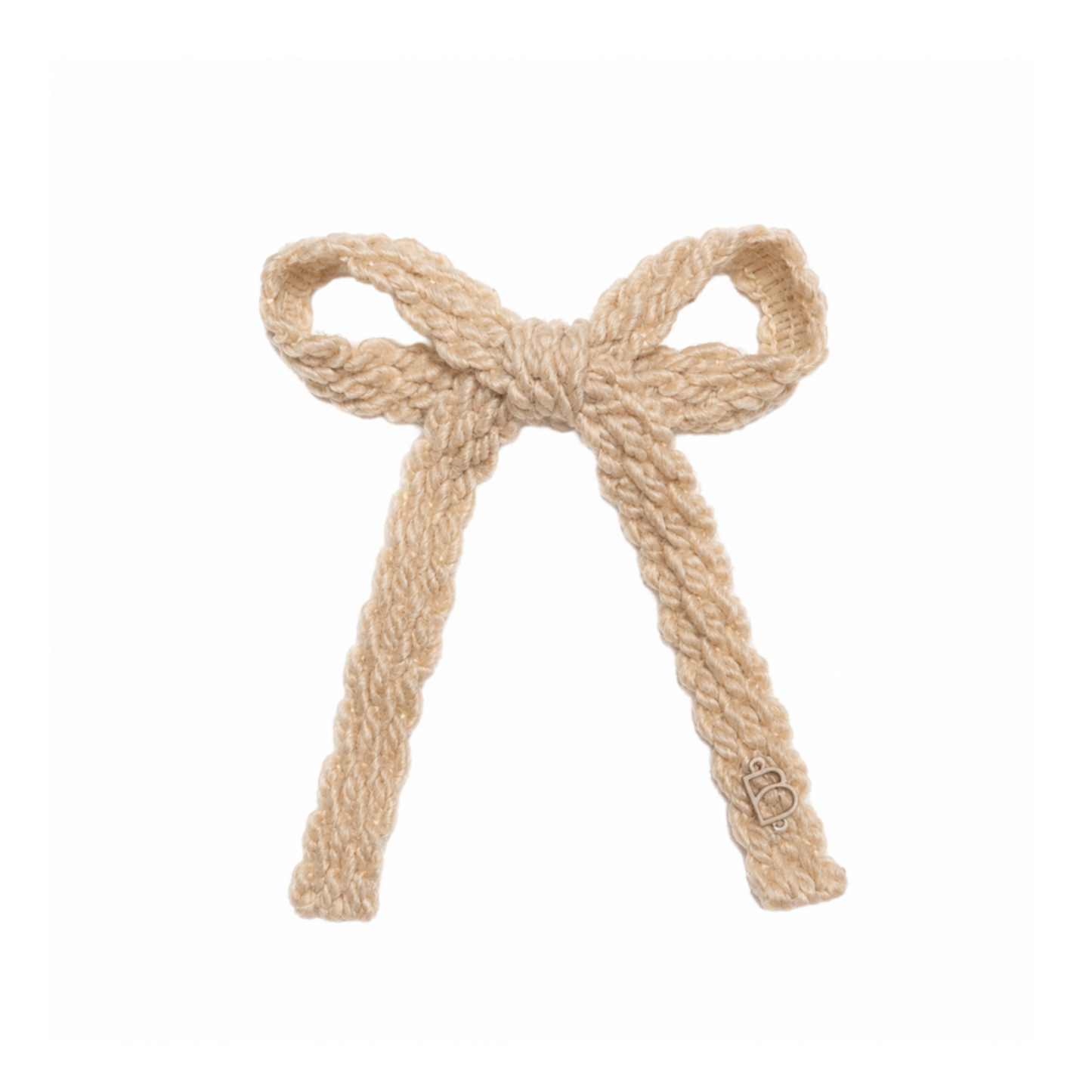 Bandeau Beigy Pink Text Wool Braid Medium Bow Clip