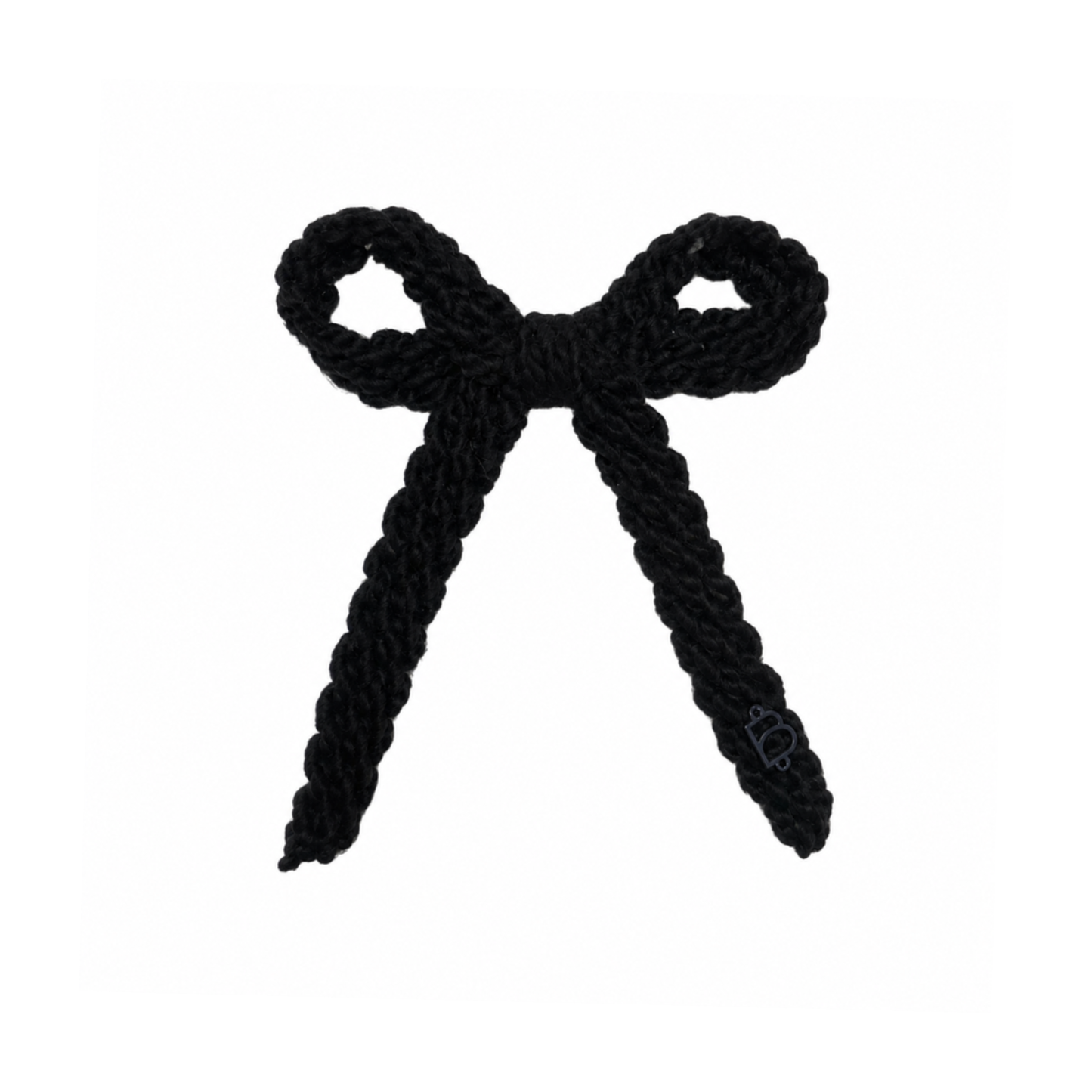 Bandeau Black Text Wool Braid Medium Bow Clip