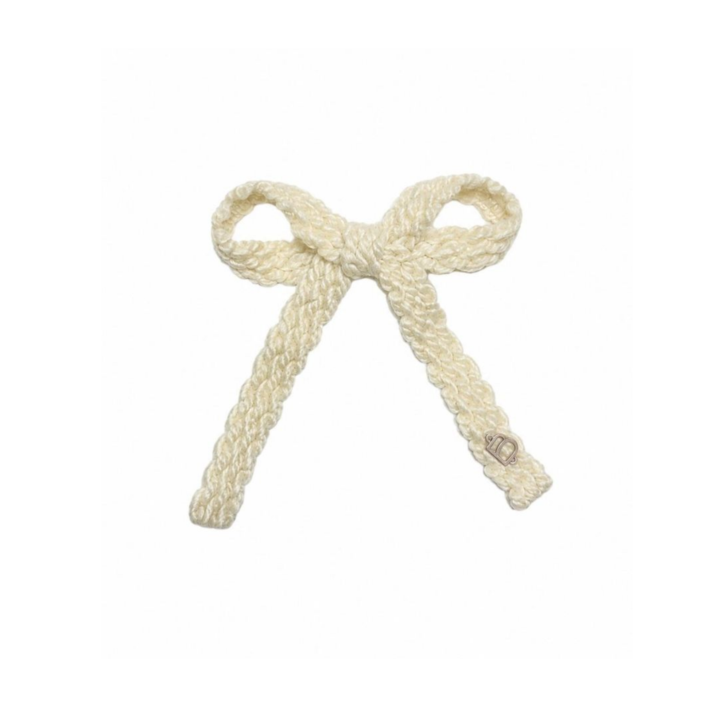 Bandeau Cream Text Wool Braid Medium Bow Clip