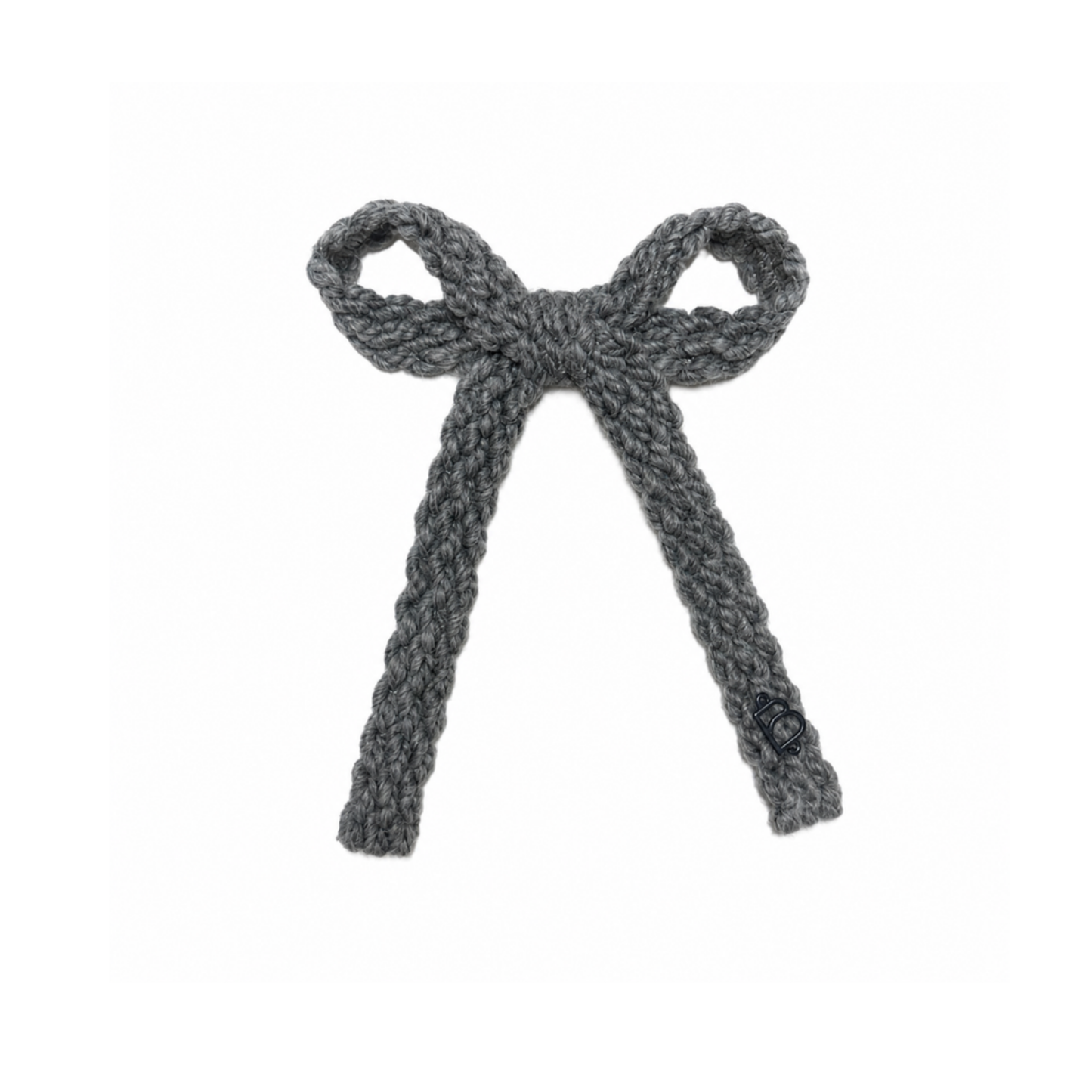 Bandeau Gray Text Wool Braid Medium Bow Clip