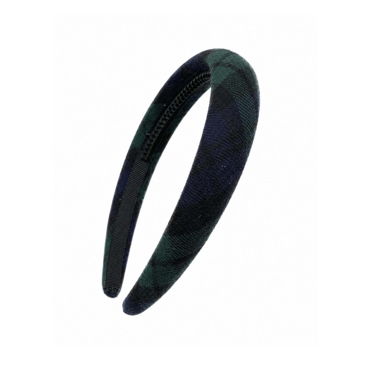 Bandeau Rl Navy/ Green Plaids Lightly Padded Headband