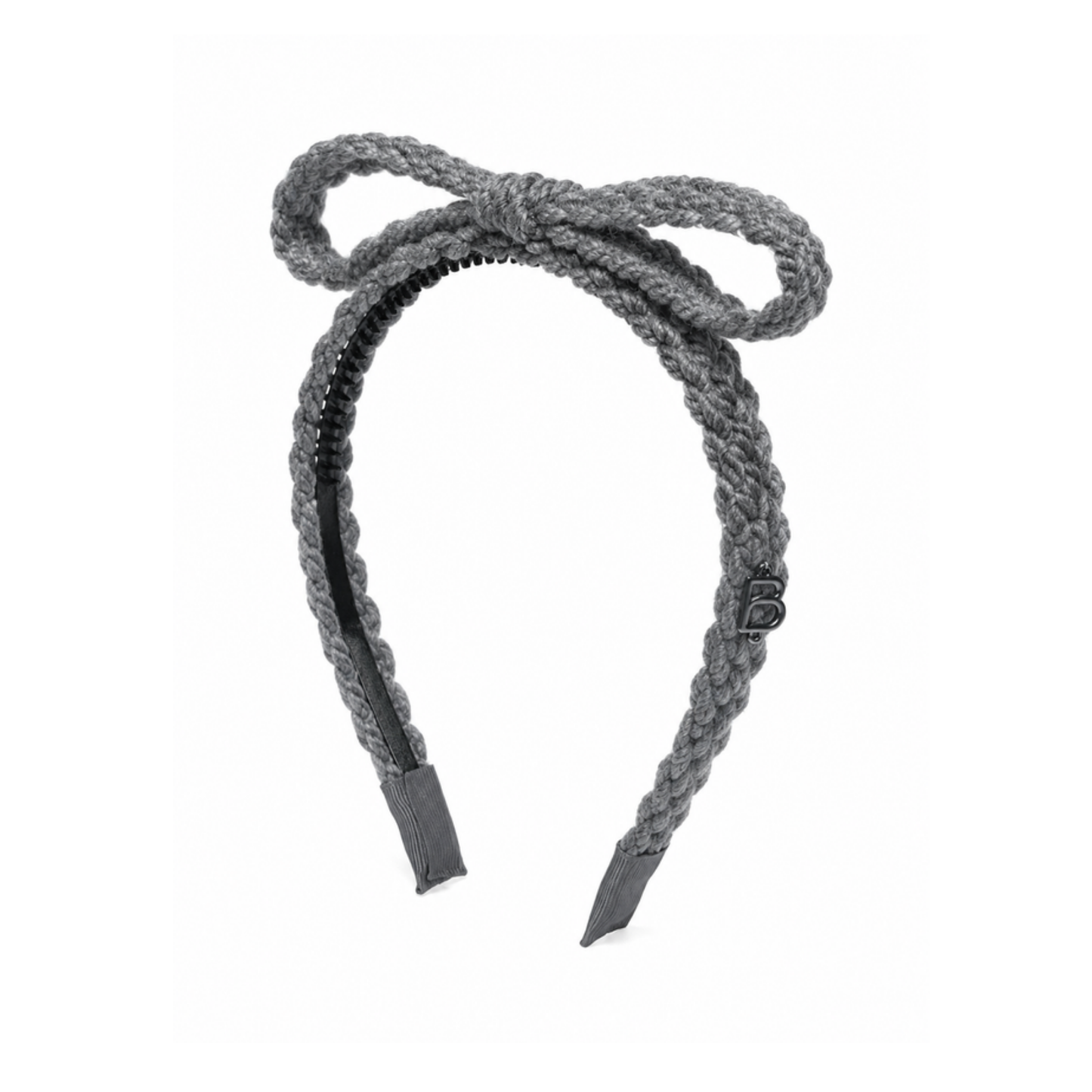 Bandeau Gray Text Wool Braid Bow Headband