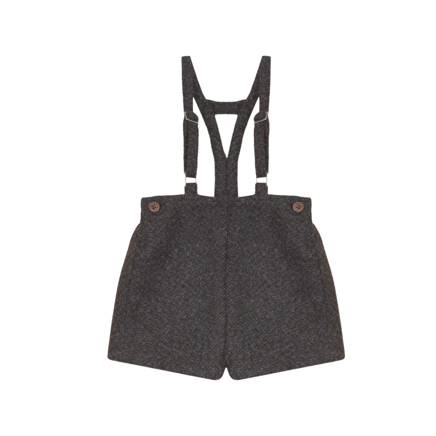 Calla Lili Grey/Brown Tweed Shorts With Suspenders