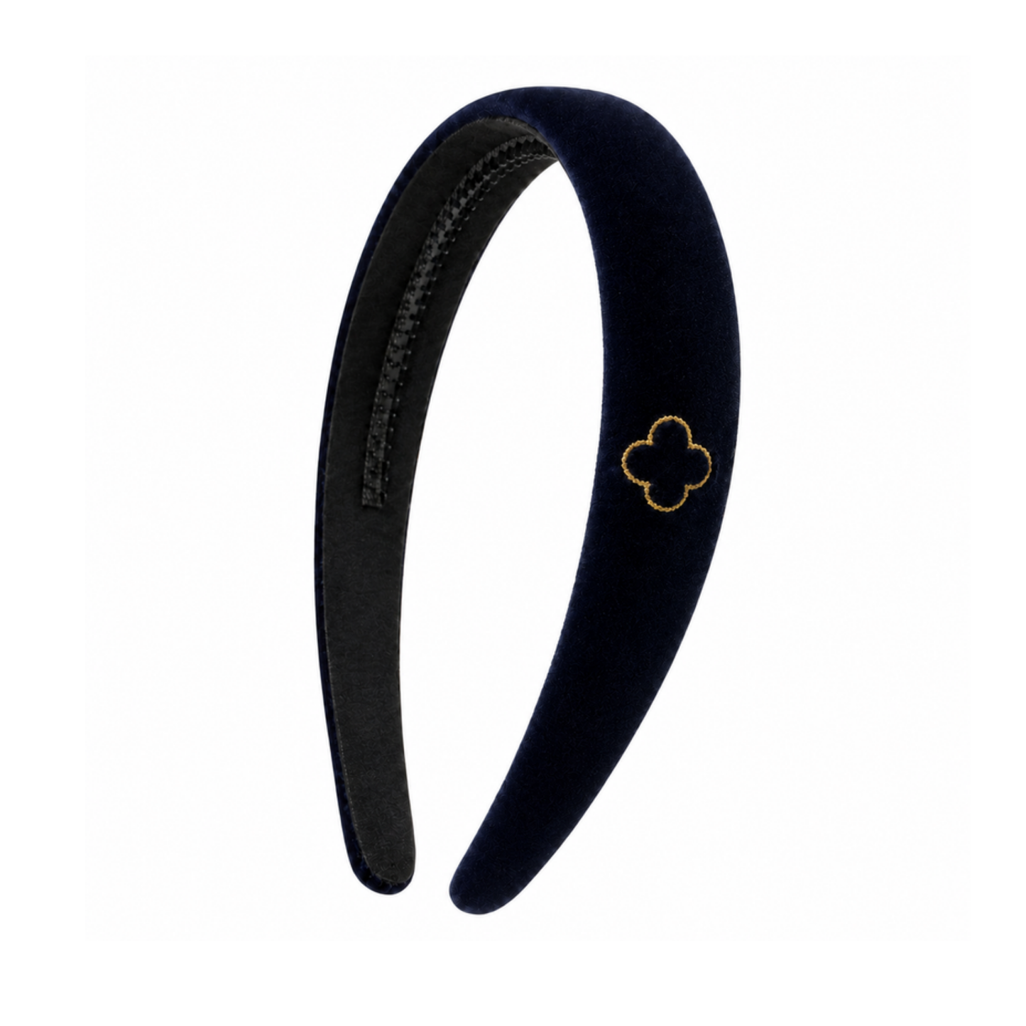 Bandeau Navy Velvet Gold Embroidered Classic Headband