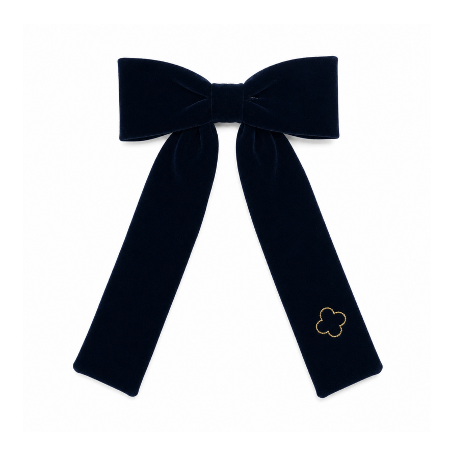 Bandeau Navy Velvet Gold Embroidered Large Bow Clip