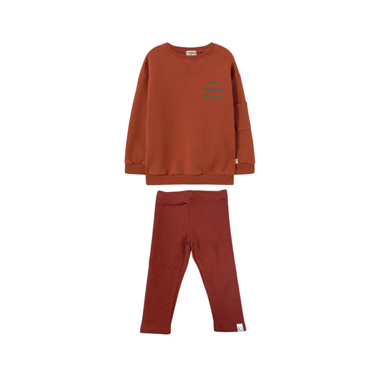 Cozmo Ginger Washed Brushed Fleece Pants Set