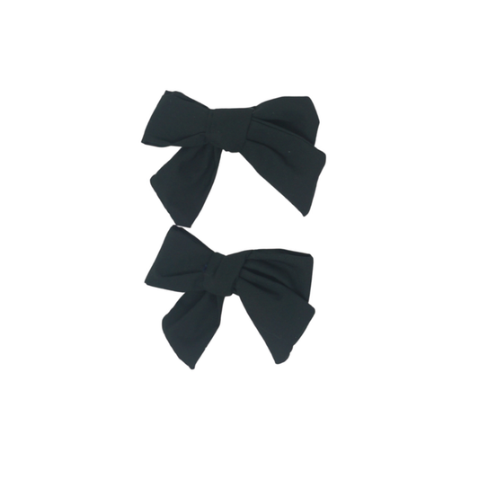 Bandeau Black Taffeta Winter Mini Bow Clip Set