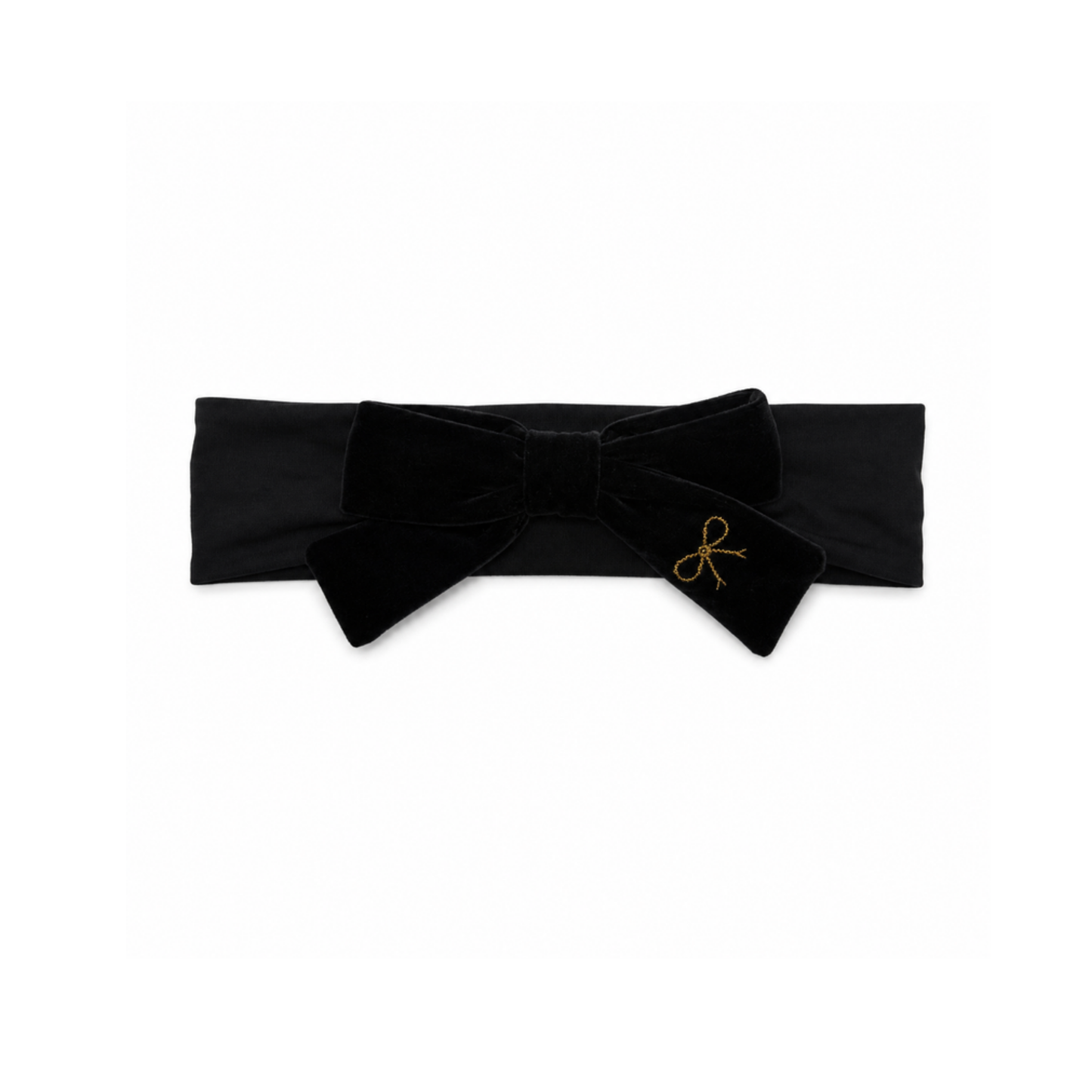 Bandeau Black Velvet Gold Embroidered Baby Modal Band