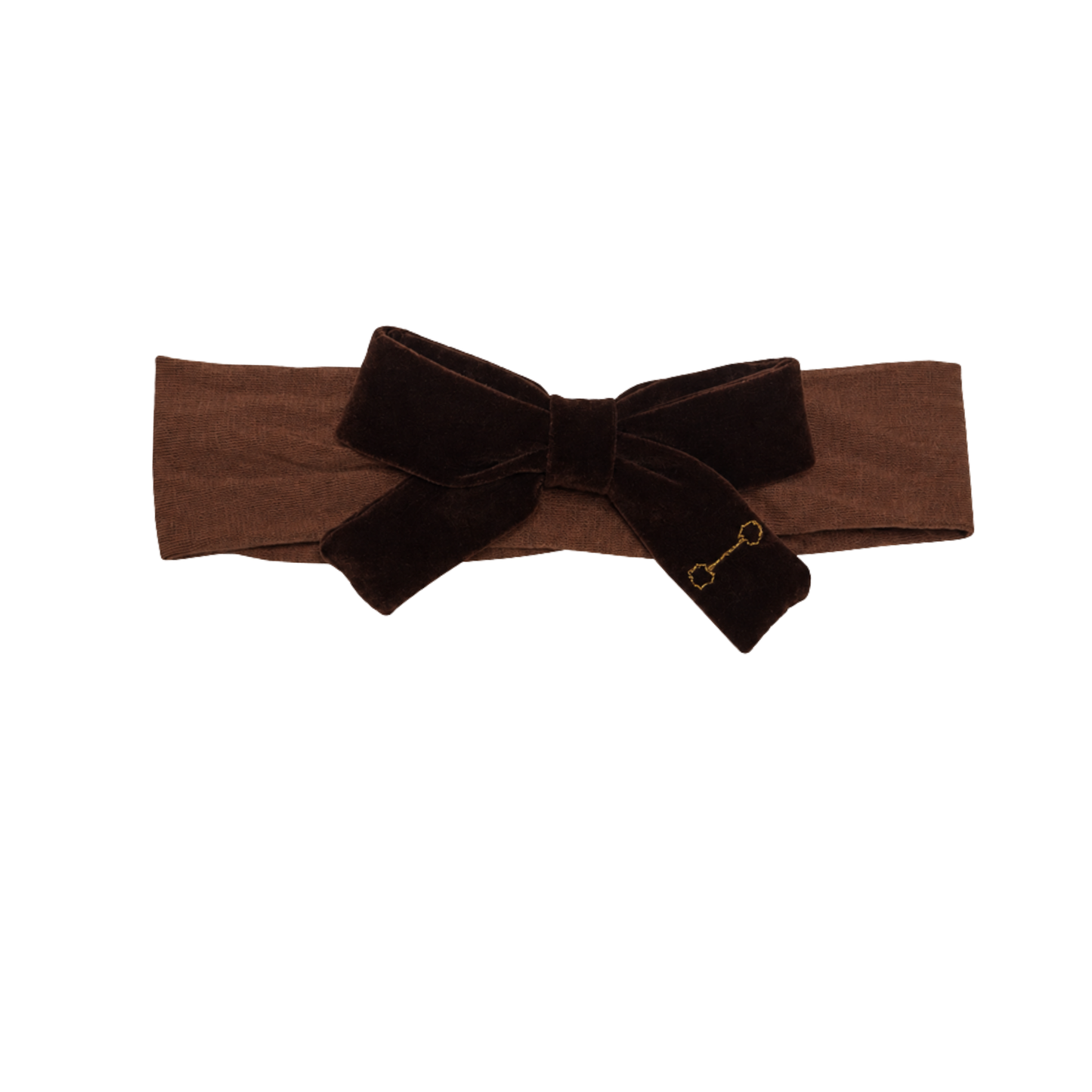 Bandeau Brown Velvet Gold Embroidered Baby Modal Band