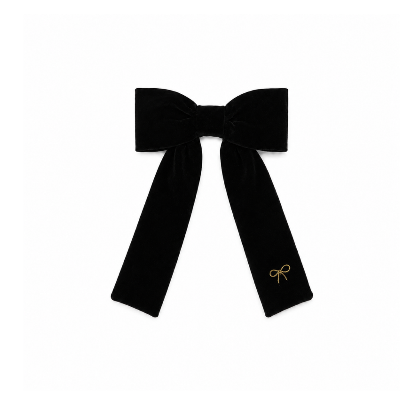 Bandeau Black Velvet Gold Embroidered Medium Bow Clip