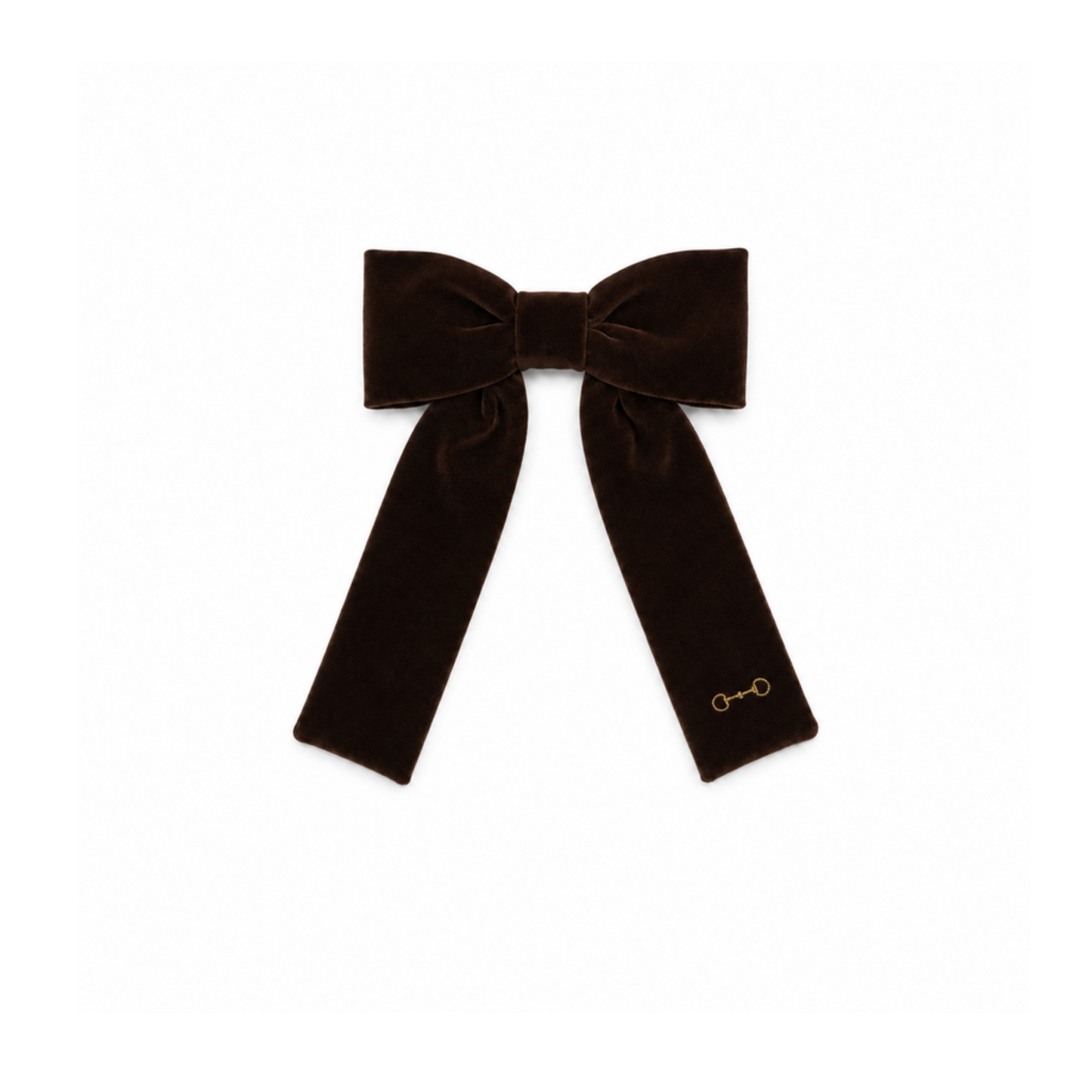 Bandeau Brown Velvet Gold Embroidered Medium Bow Clip