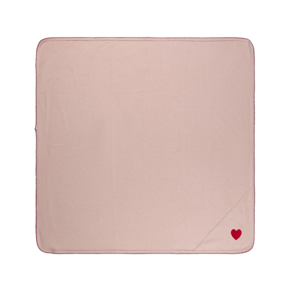 MiniMoi Blush Pink Heart Embroidered Textured Blanket
