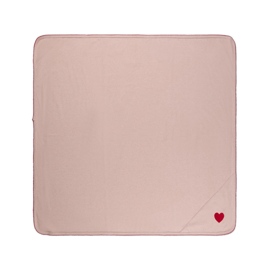 MiniMoi Blush Pink Heart Embroidered Textured Blanket