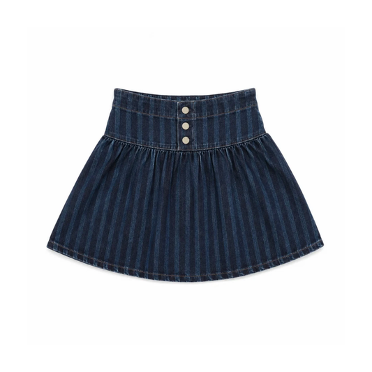 Bonjoy Denim Striped Printed Denim Skirt