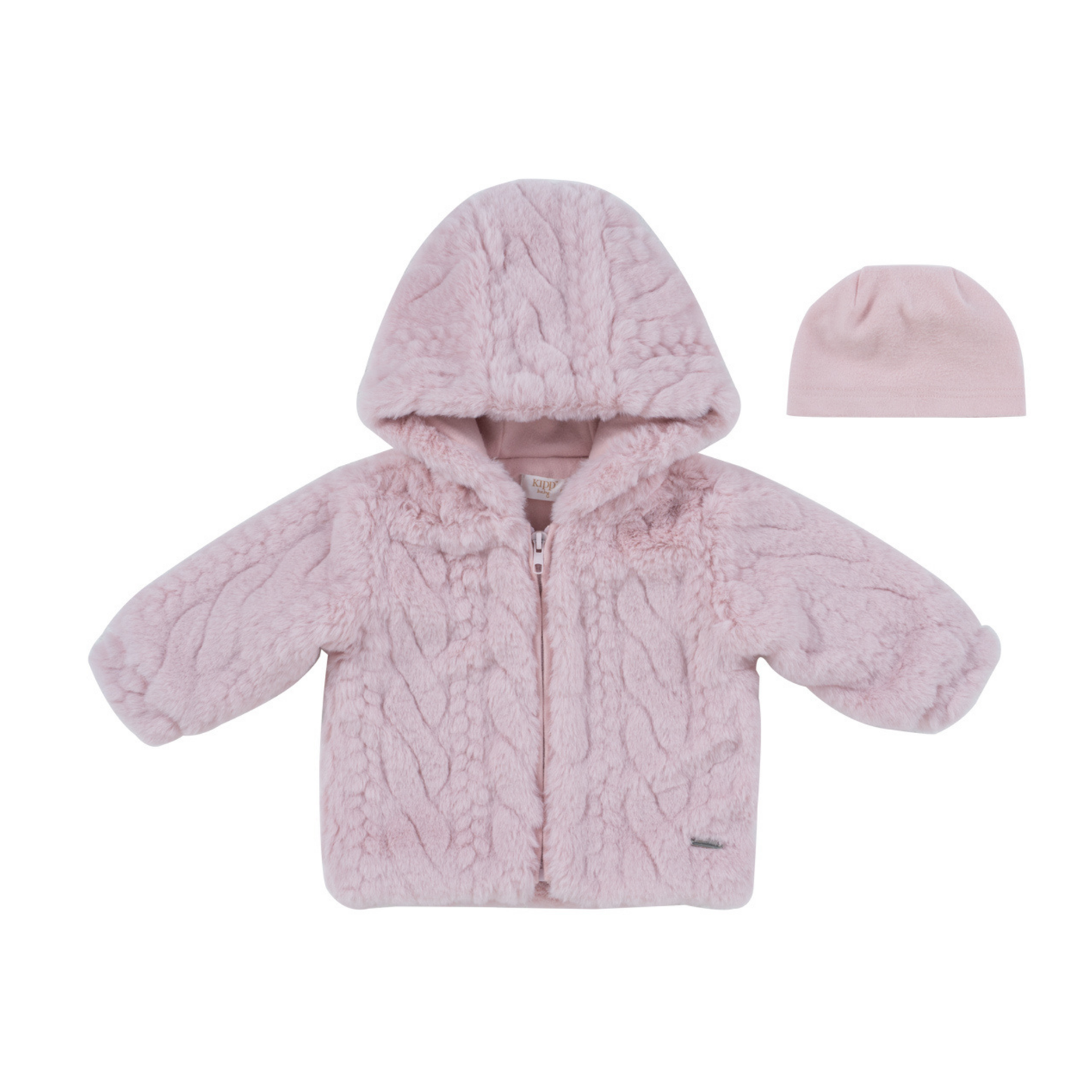 Kipp Baby Pink Atelier Cable Fur Jacket & Hat