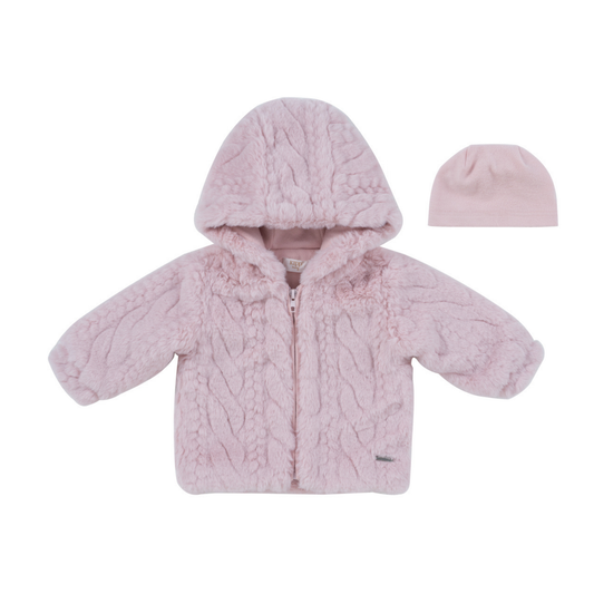 Kipp Baby Pink Atelier Cable Fur Jacket & Hat
