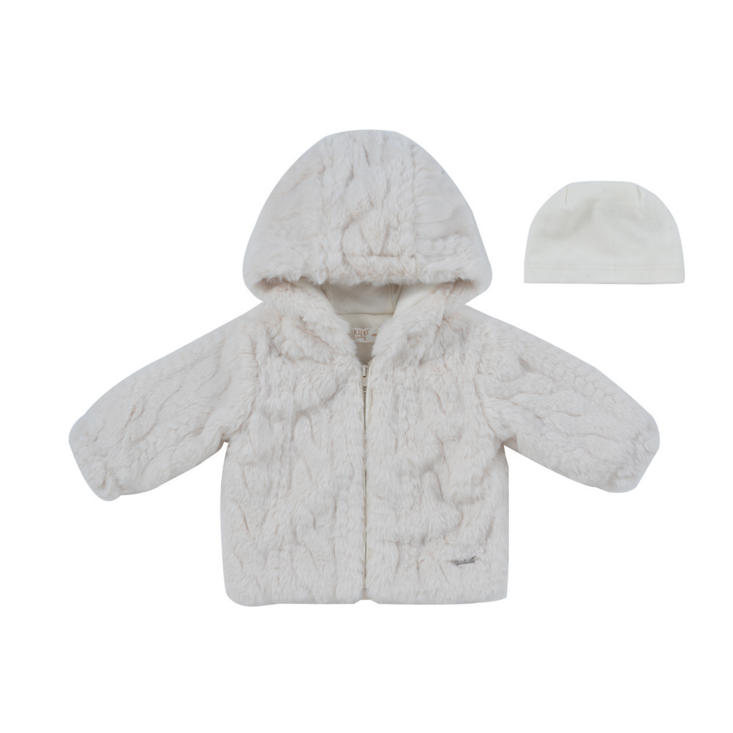 Kipp Baby White Atelier Cable Fur Jacket & Hat