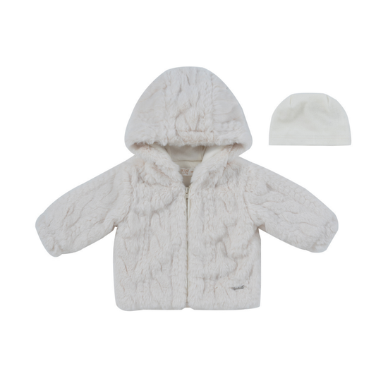 Kipp Baby White Atelier Cable Fur Jacket & Hat