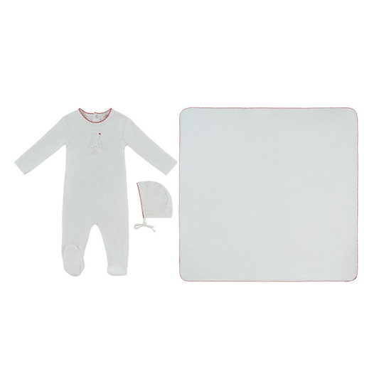 Kipp Baby Red Fur Ever Yours Footie Hat & Blanket Set
