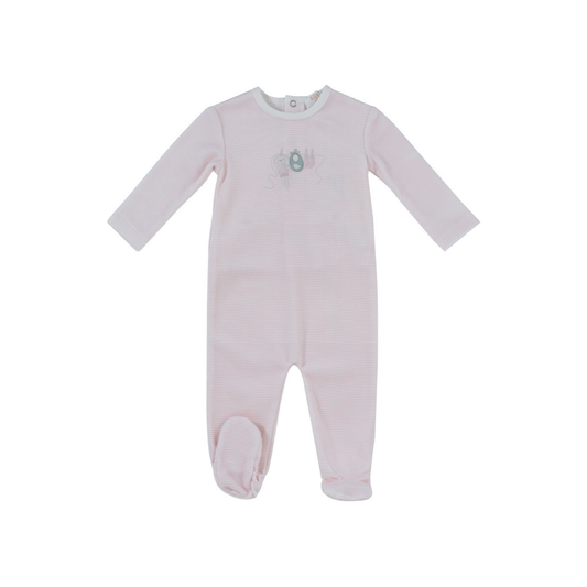 Kipp Baby Pink Bunny Stripe Footie