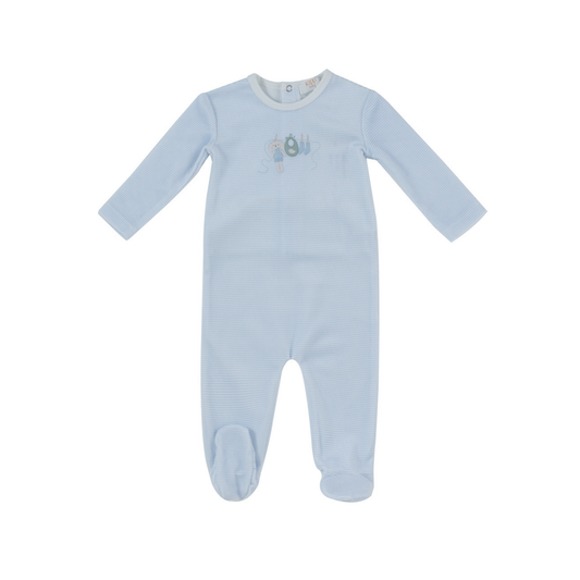 Kipp Baby Blue Bunny Stripe Footie