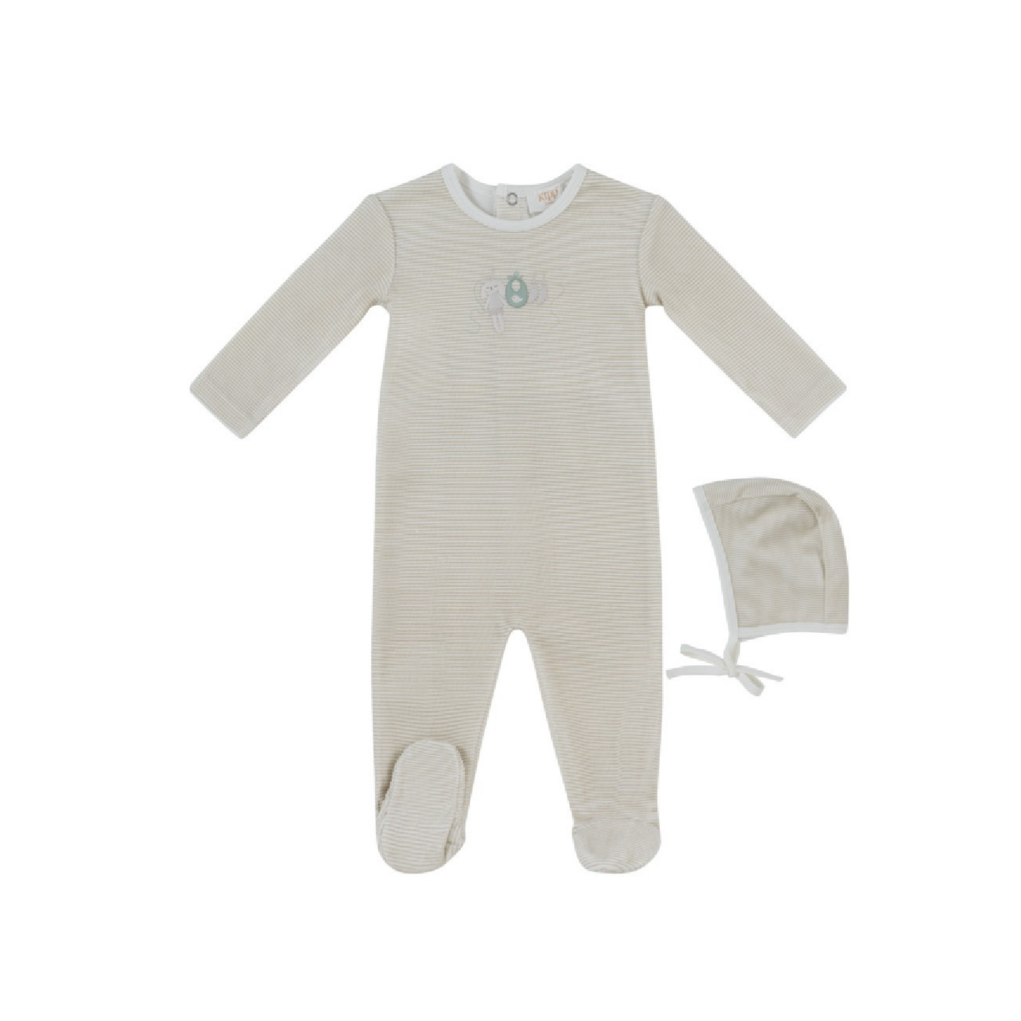 Kipp Baby Stone Bunny Stripe Footie & Hat Set