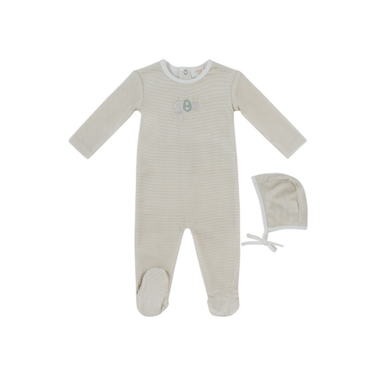 Kipp Baby Stone Bunny Stripe Footie & Hat Set
