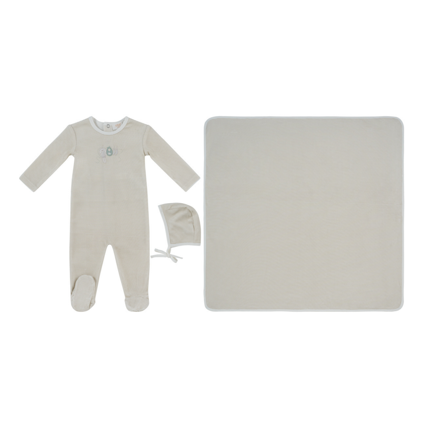 Kipp Baby Stone Bunny Stripe Footie Hat & Blanket Set