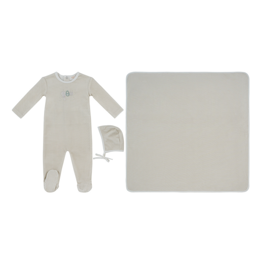 Kipp Baby Stone Bunny Stripe Footie Hat & Blanket Set