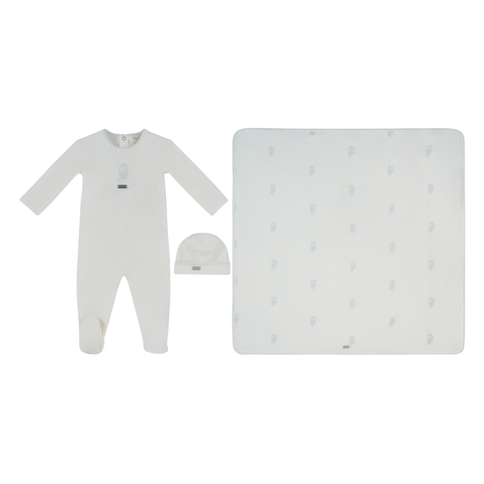 Kipp Baby Blue Atelier Bunny Footie Hat & Blanket Set