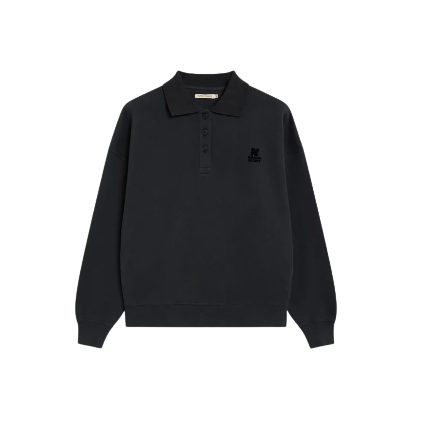 The New Society Moonless Night Logo Teen Long Sleeve Polo