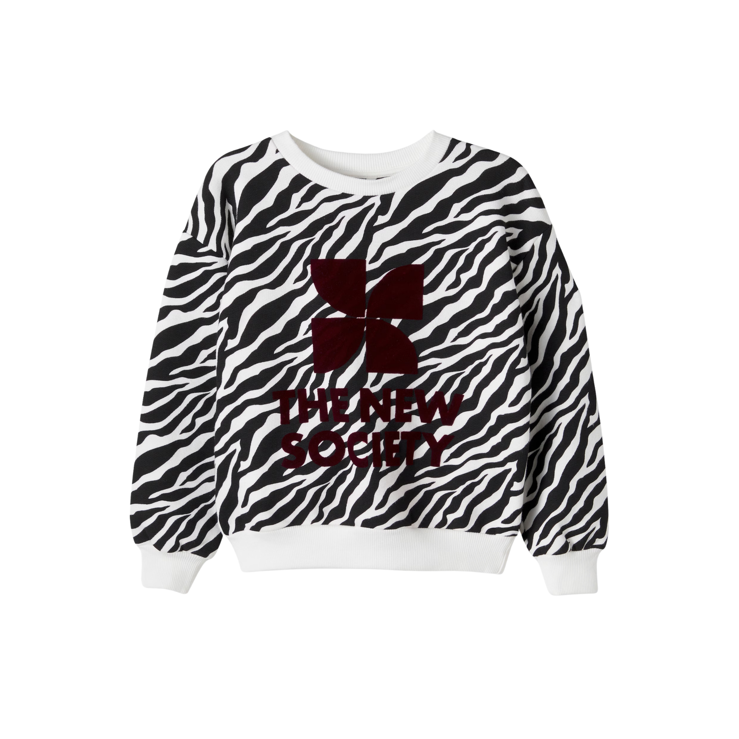 The New Society Zebra Print Logo Long Sleeve Sweatshirt