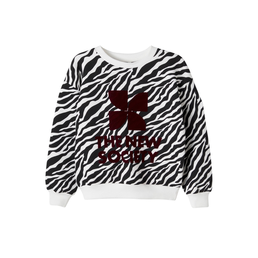 The New Society Zebra Print Logo Long Sleeve Sweatshirt