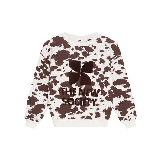 The New Society Cow Print Logo Long Sleeve Sweatshirt