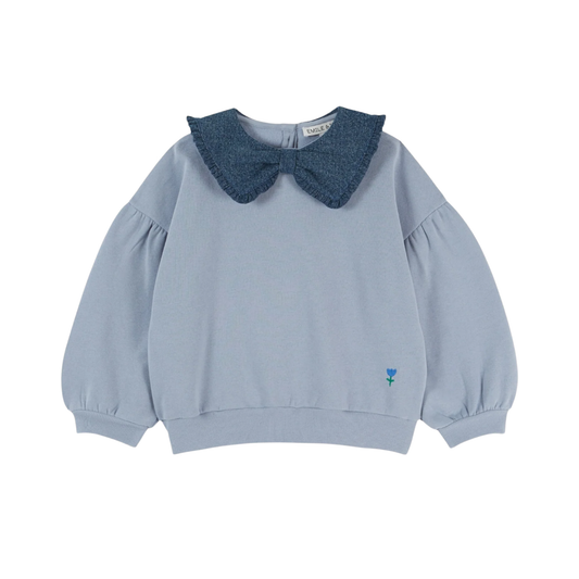 Emile Et Ida Seafoam Peter Pan Collar Long Sleeve Sweatshirt