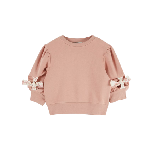 Emile Et Ida Dusty Pink Bow Long Sleeve Sweatshirt