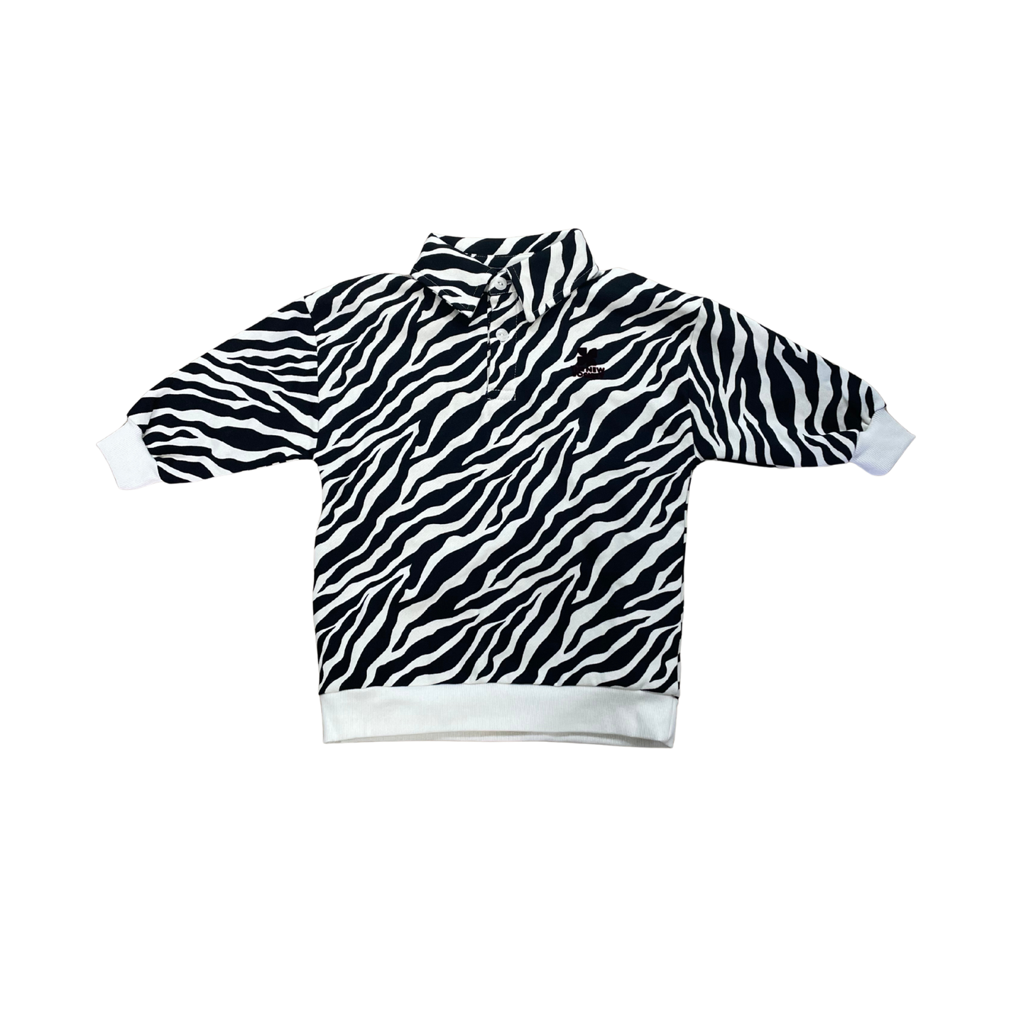 The New Society Zebra Print Logo Long Sleeve Polo Dress
