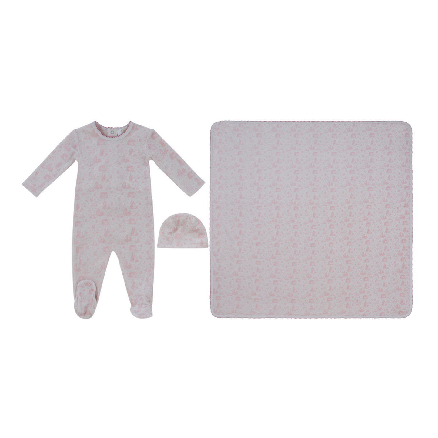 Kipp Baby Rose Woodland Toile Footie Hat & Blanket Set