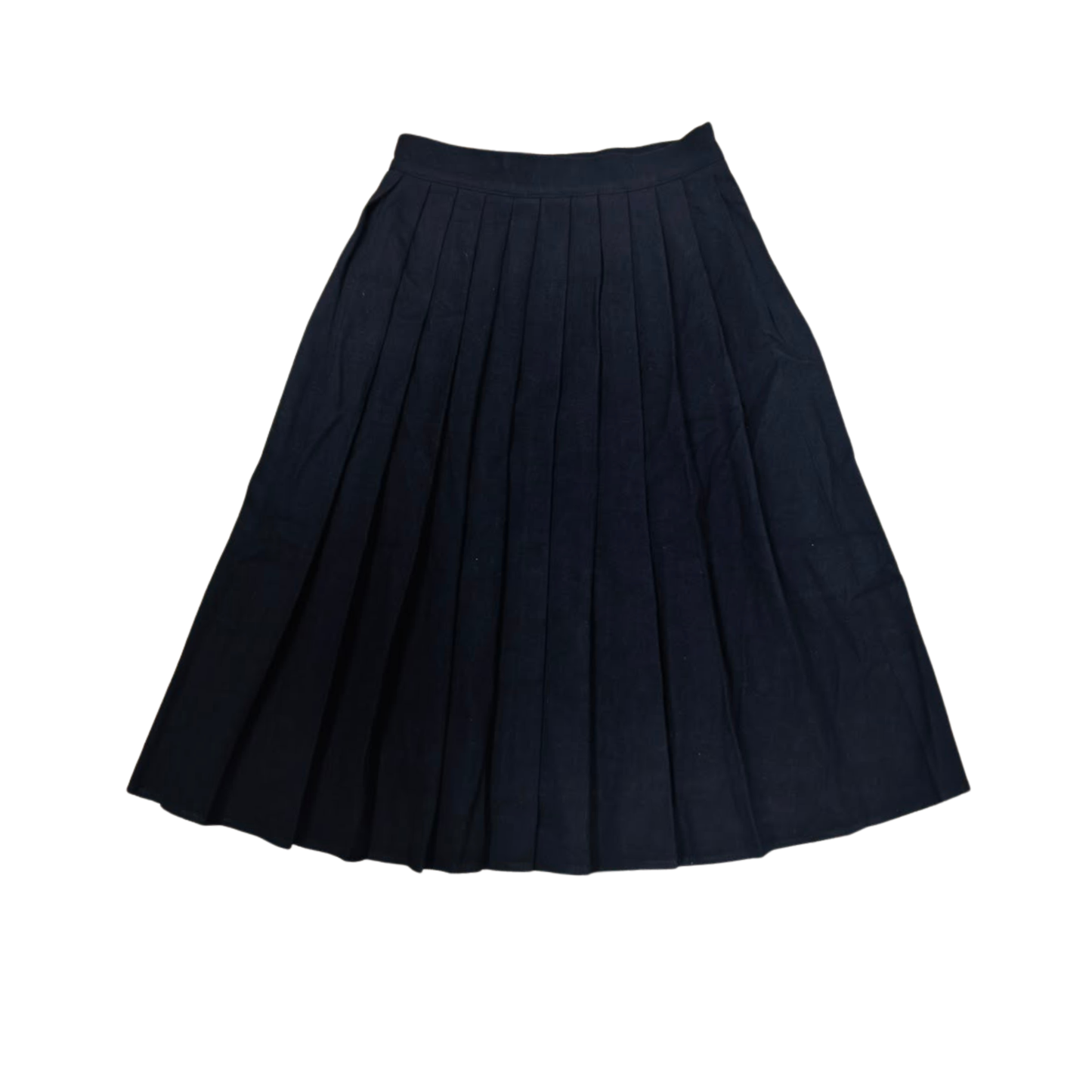 Valentina Navy Wool Pleat Waisted Skirt
