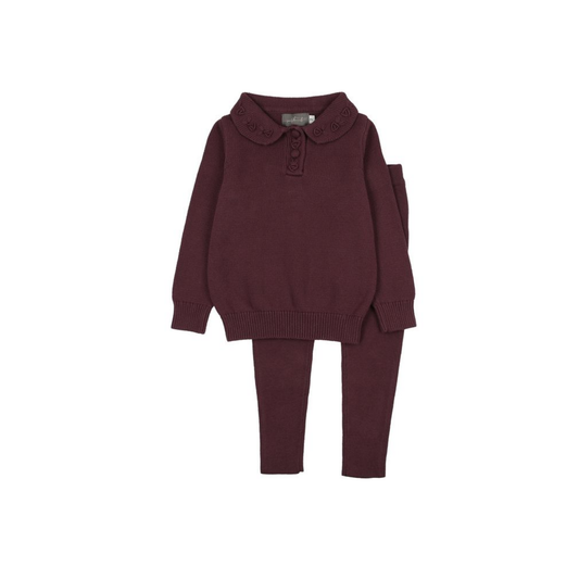Sweet Threads Plum Knit Collar Set