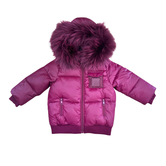 Bondoux Plum Leather Patch Sherpa Pocket Jacket