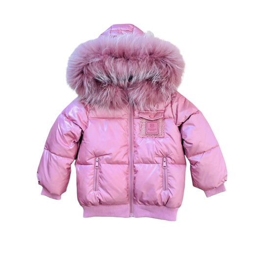 Bondoux Mauve Leather Patch Sherpa Pocket Jacket