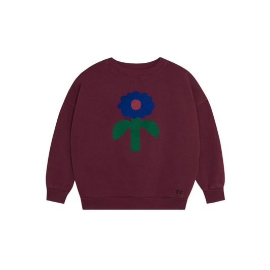 The Campamento Burgundy Big Daisy Long Sleeve Sweatshirt