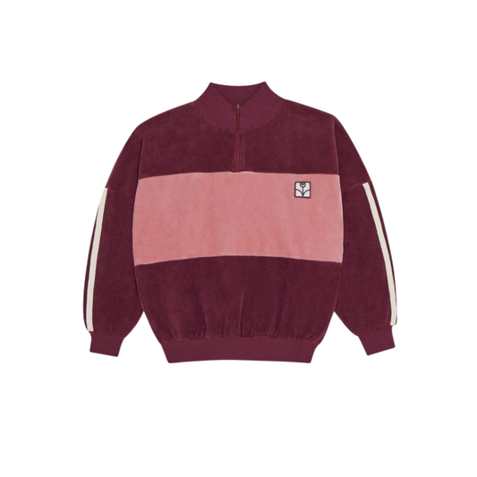 The Campamento Burgundy Colorblock Long Sleeve Sweatshirt