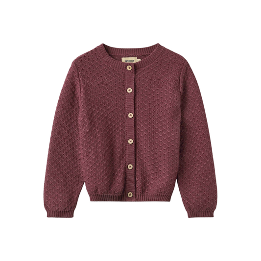 Wheat Eggplant Magnella Long Sleeve Knit Cardigan