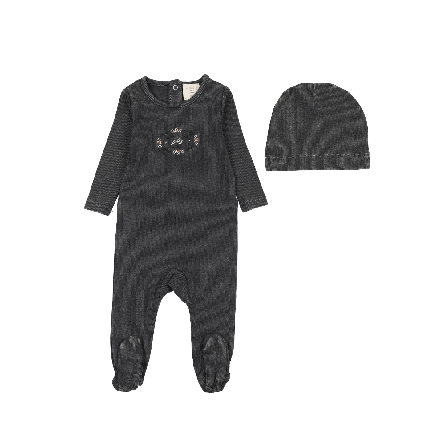 Analogie Off Black Stitch Studio Girls Footie Set