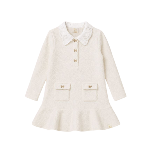 Lrdm Winter White Mara Tweed Long Sleeve Dress
